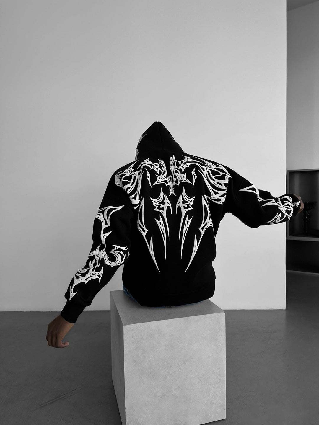 Oversize Mafia Tribal Hoodie - Svart