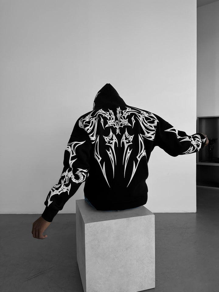 Oversize Mafia Tribal Hoodie - Svart