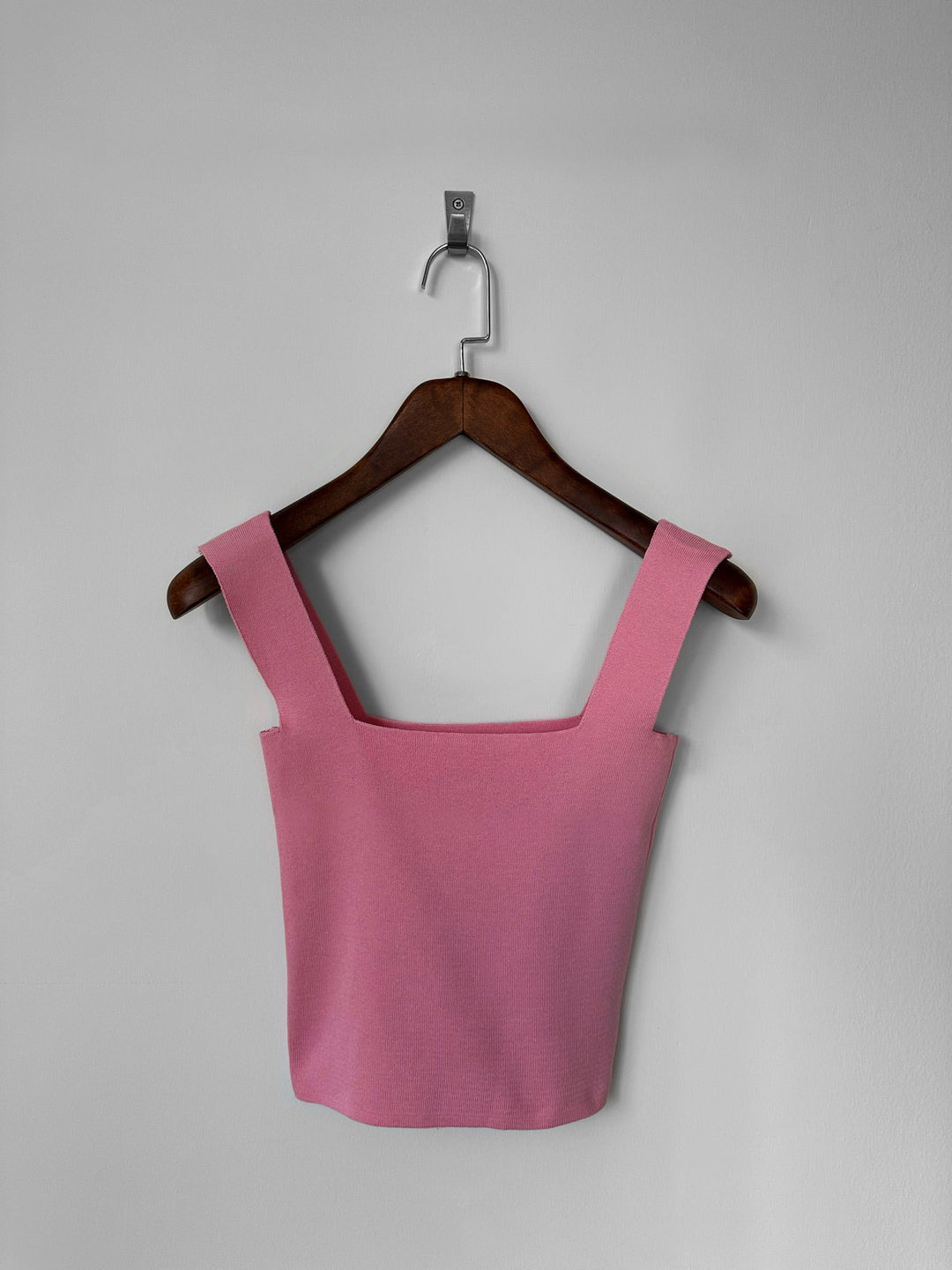 Rutig Halsstickad Topp - Rosa