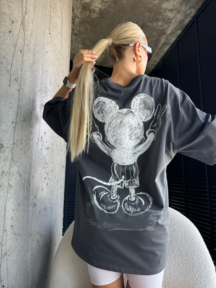 Oversize Mus T-shirt - Antracit