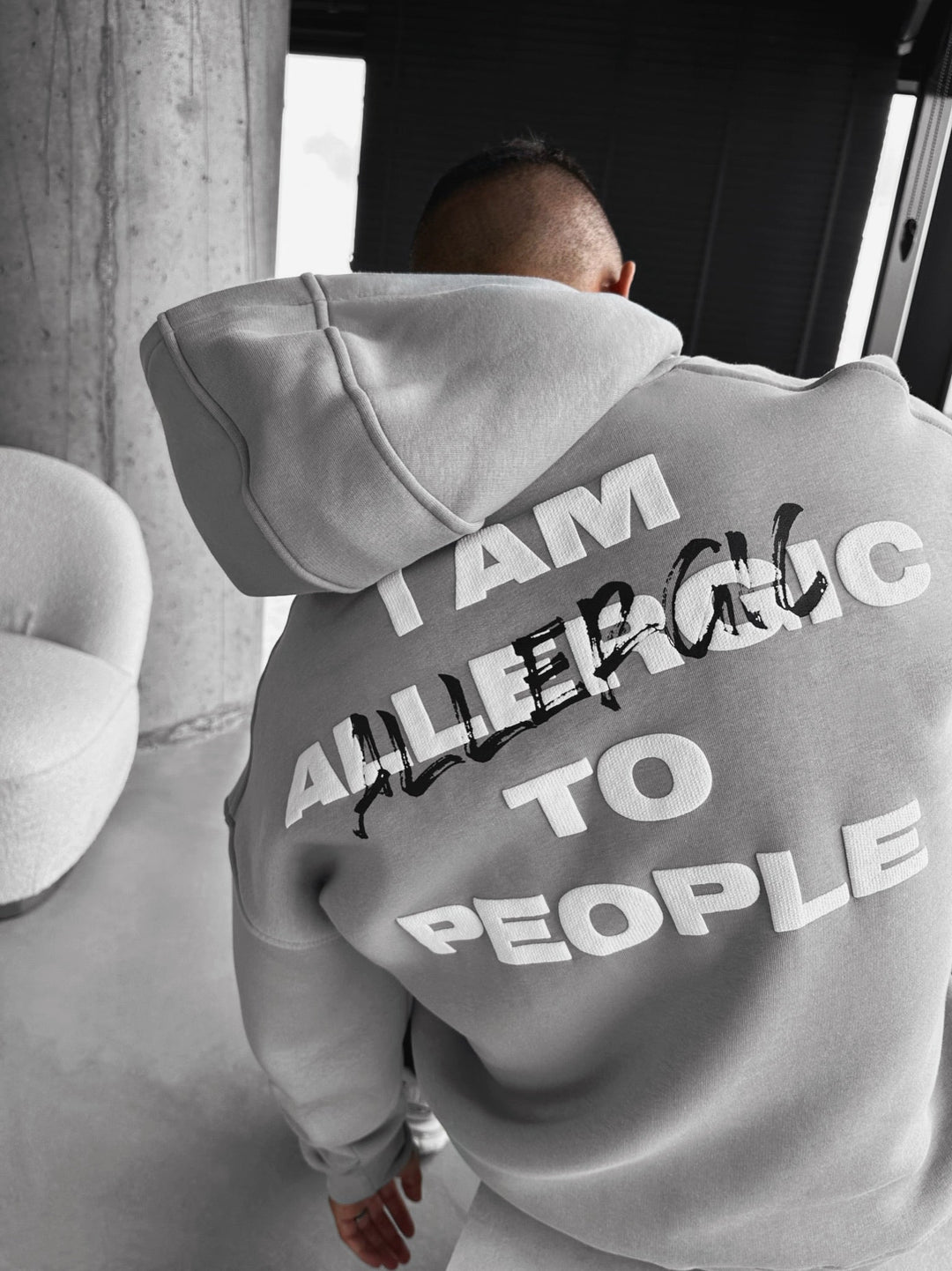 Oversize Allergisk Hoodie - Grå