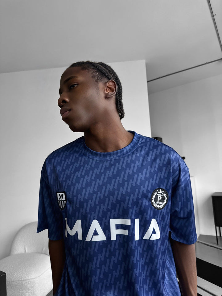 Oversize Mafia Trikot T-Shirt - Blå