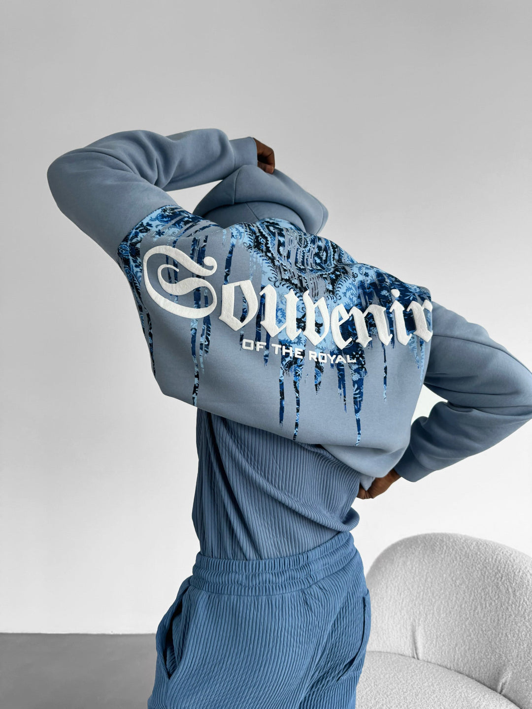 Överdimensionerad Souvenir Hoodie - Faded Denim