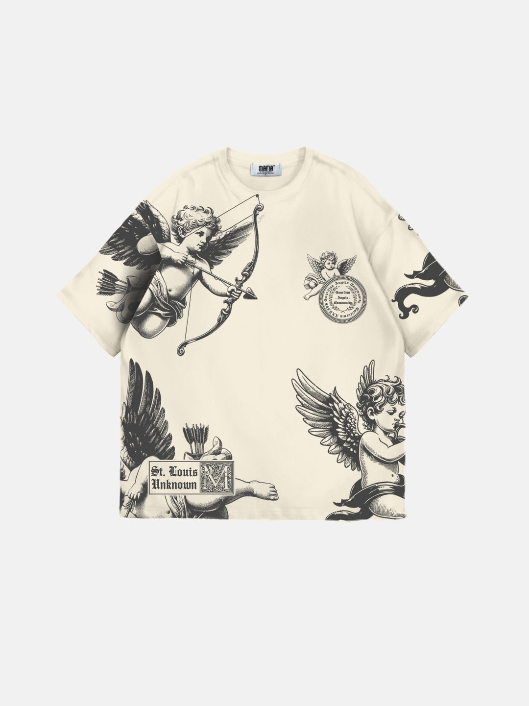Oversize Guardian Angels T-Shirt - Antik Vit