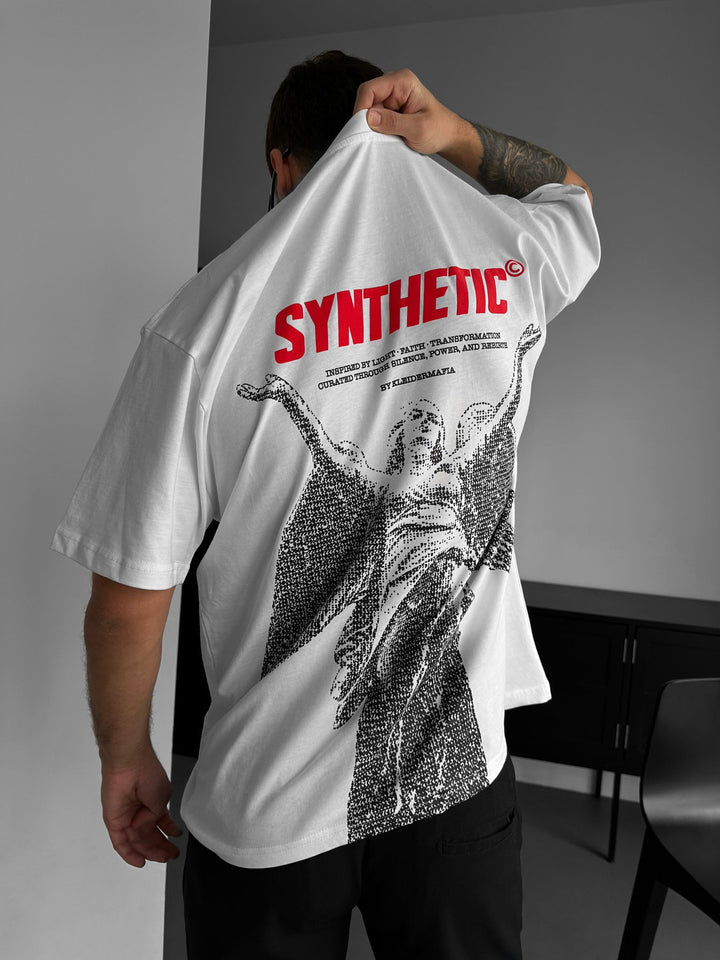 Oversize Syntetisk T-shirt - Ecru