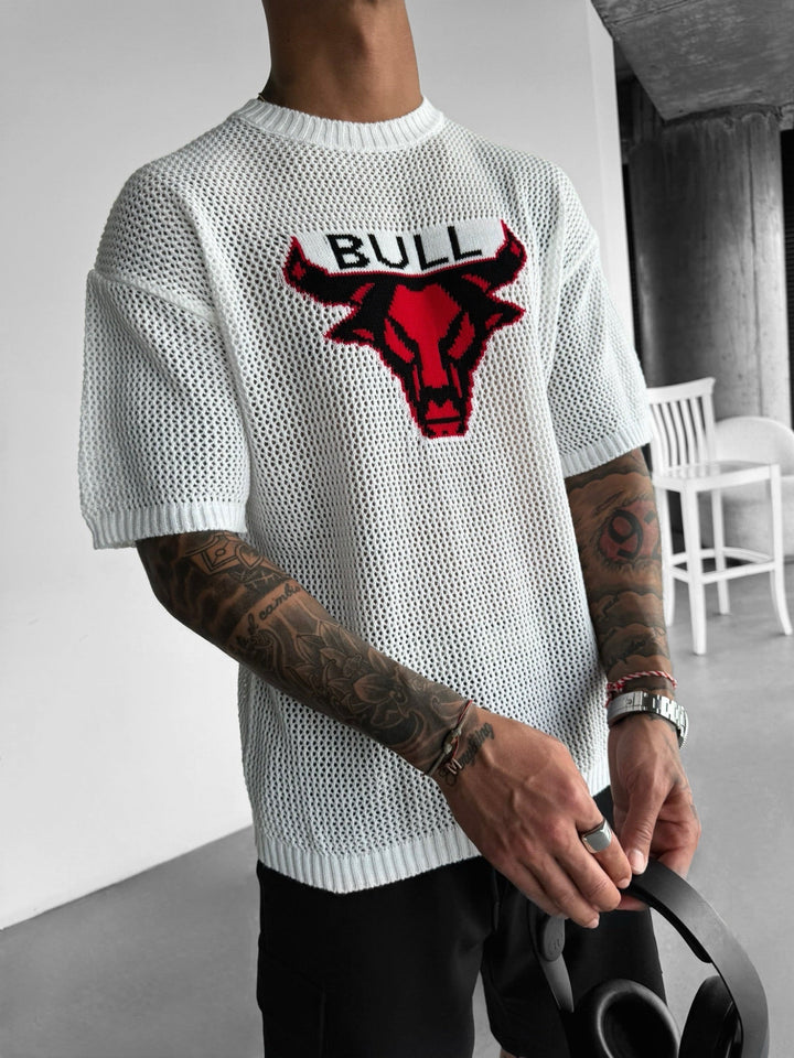 Oversize Bull Knit T-Shirt - Vit