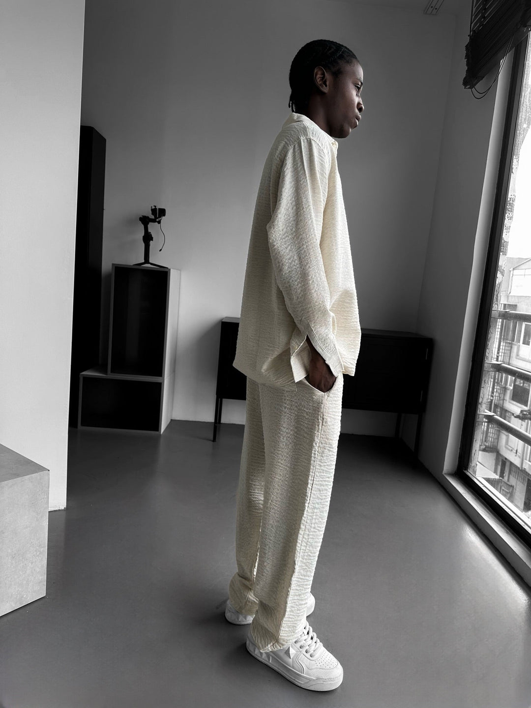 Oversize Muslin Långärmad Skjorta - Cremé