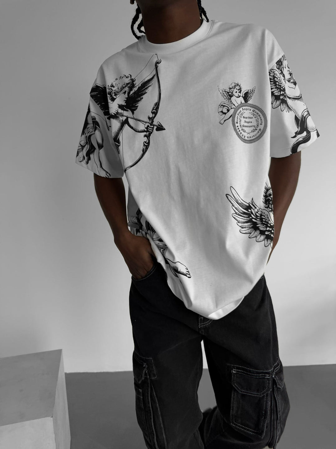Oversize Guardian Angels T-Shirt - Ecru
