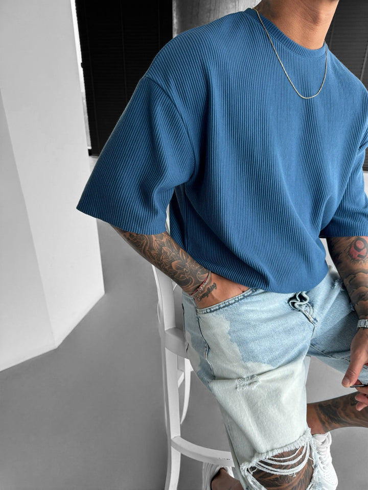 Oversize Cord Tee - Indigo