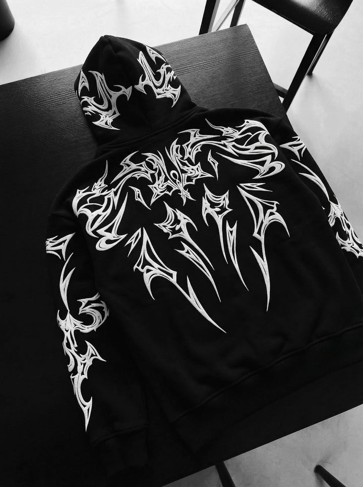 Oversize Mafia Tribal Hoodie - Svart