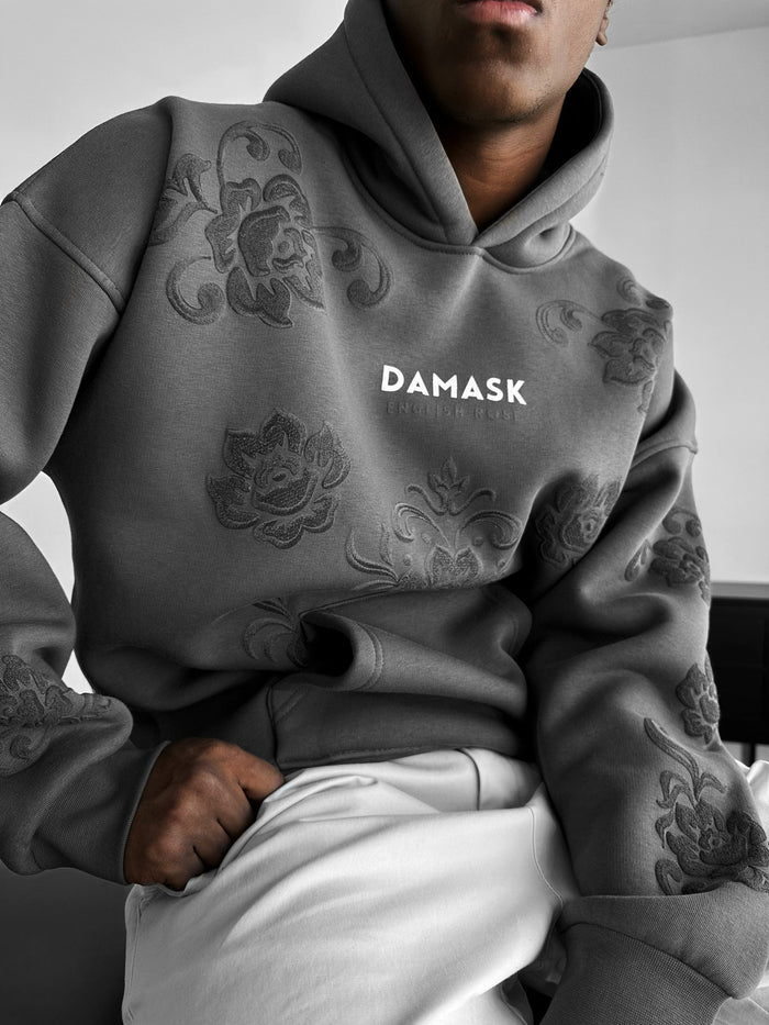 Oversize Damask Hoodie - Antracit