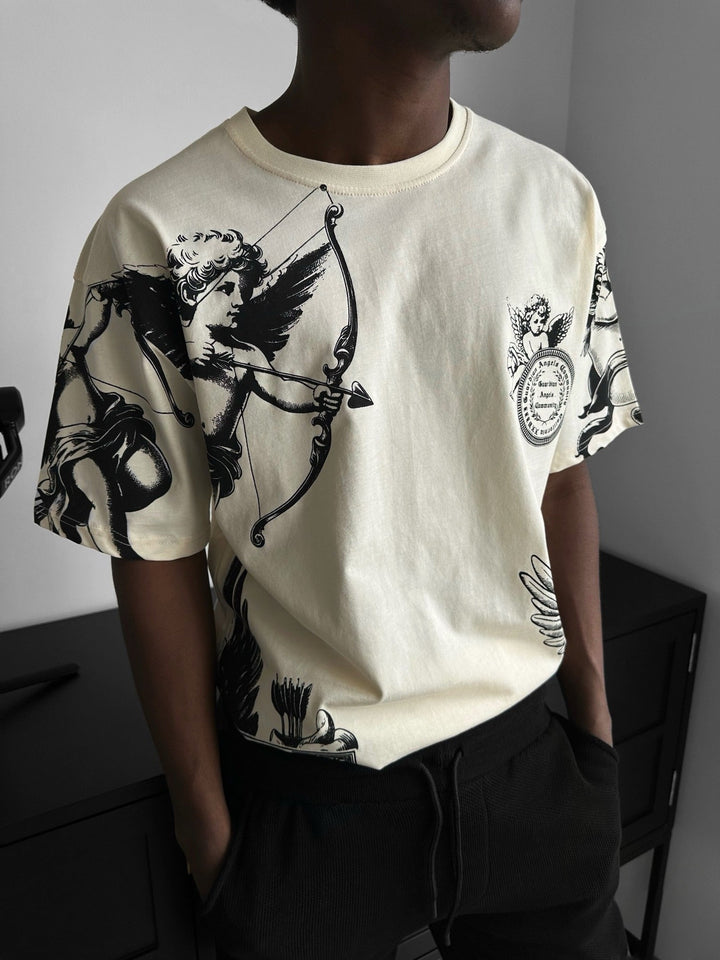 Oversize Guardian Angels T-Shirt - Antik Vit