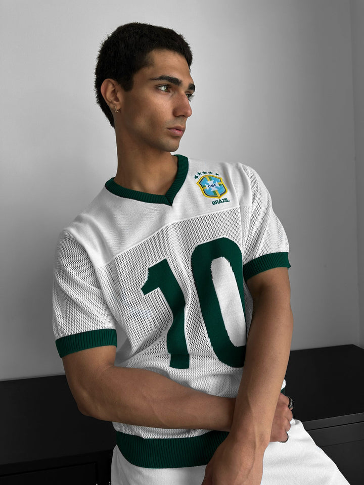 Oversize Brazil Stickad T-shirt - Vit