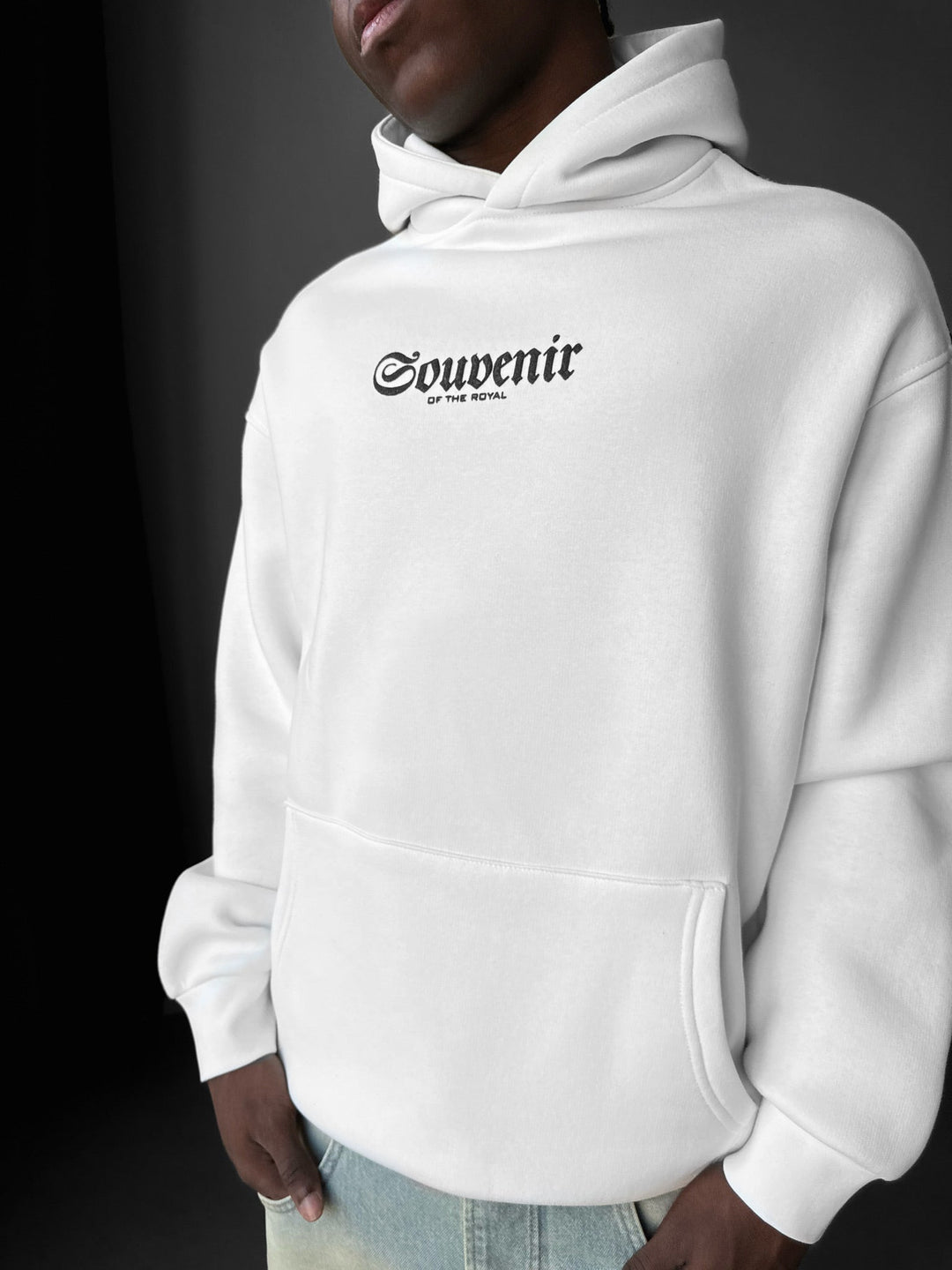 Överdimensionerad Souvenir Hoodie - Vit och Röd