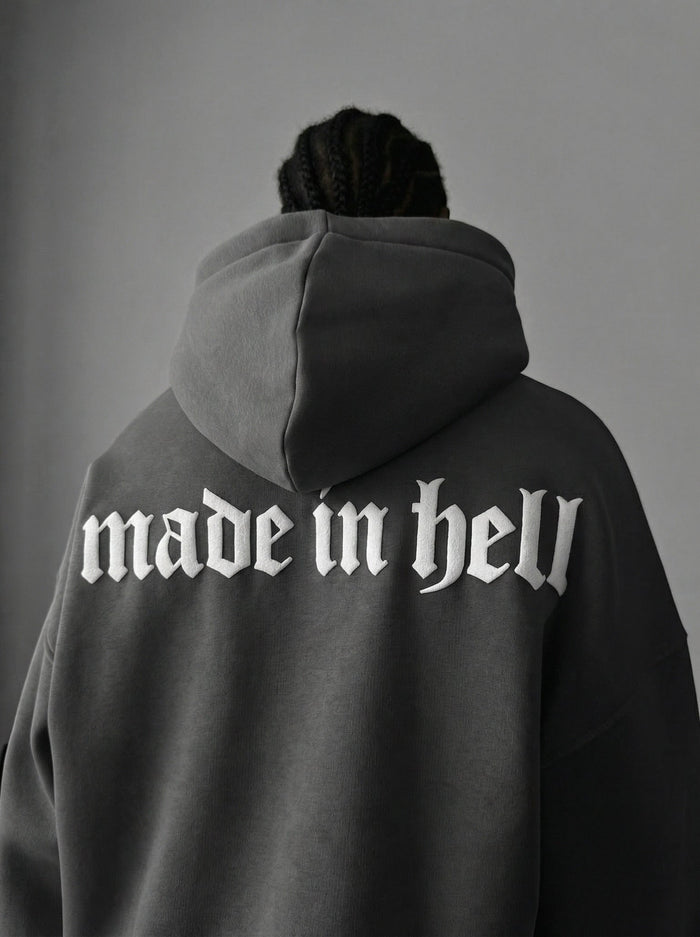 Oversize Made in Hell Hoodie - Antracit