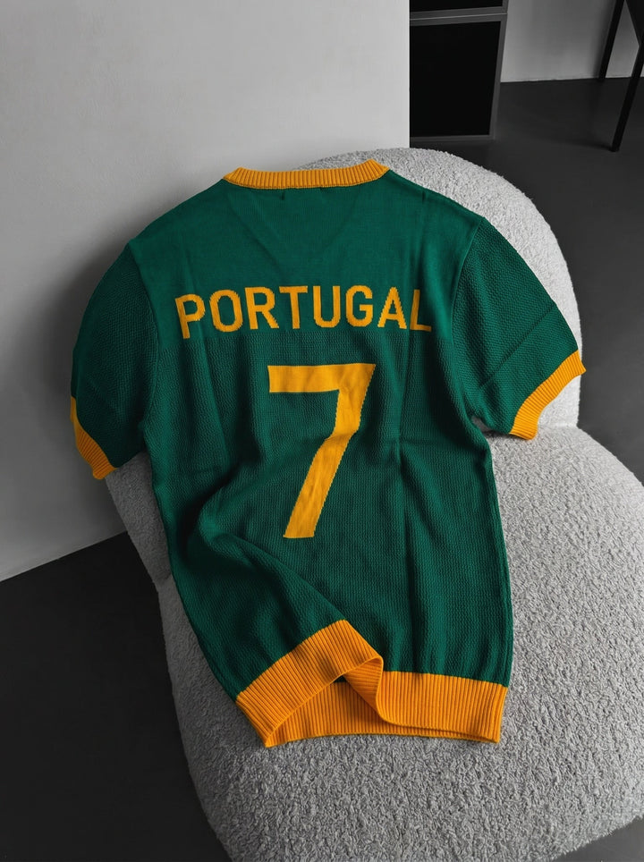 Oversize Portugal Stickad T-shirt - Grön