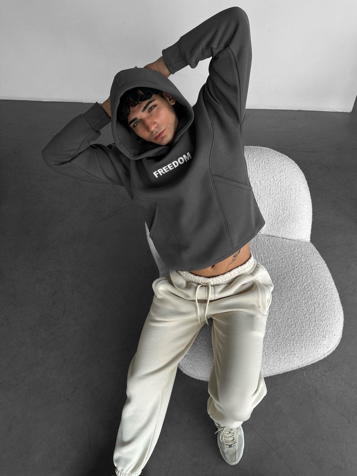 Oversize Stitches Hoodie - Antracit