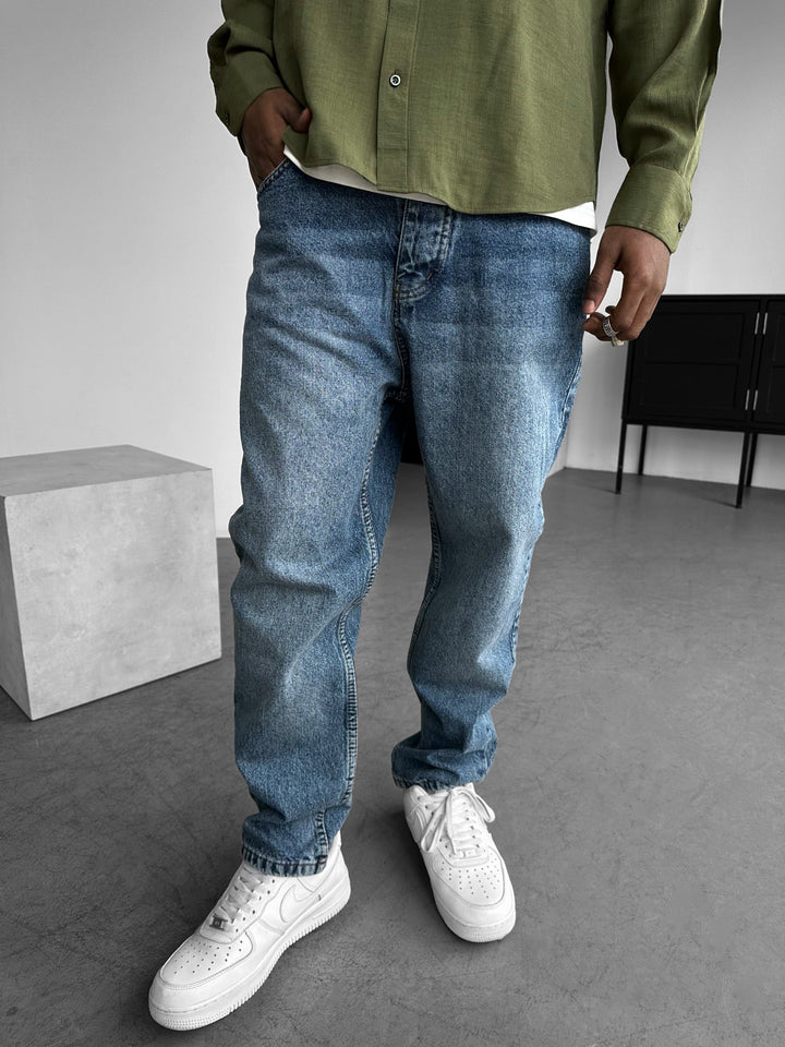 Boyfriend Fit Jeans - Blå