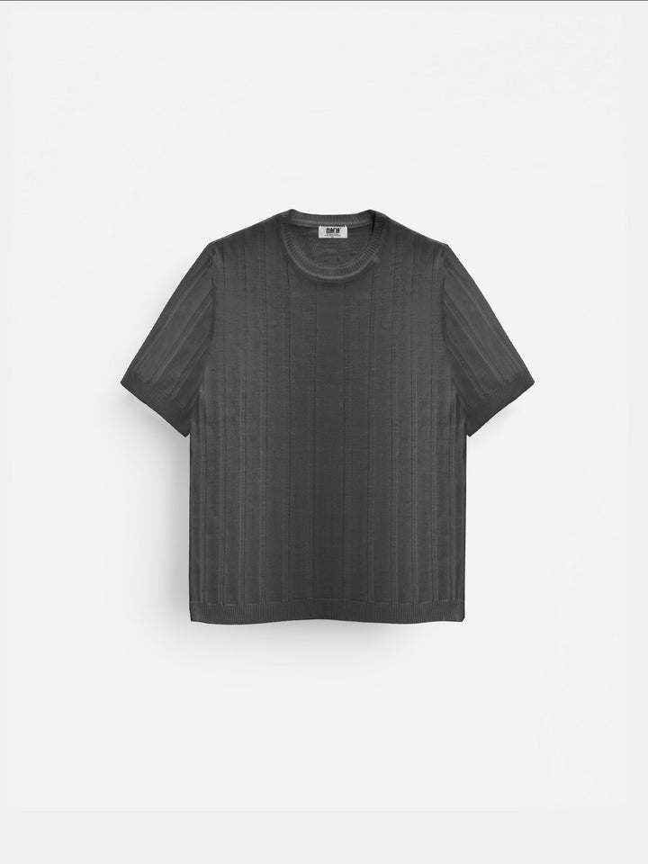 Regular Fit Knit Lines T-shirt - Antracit