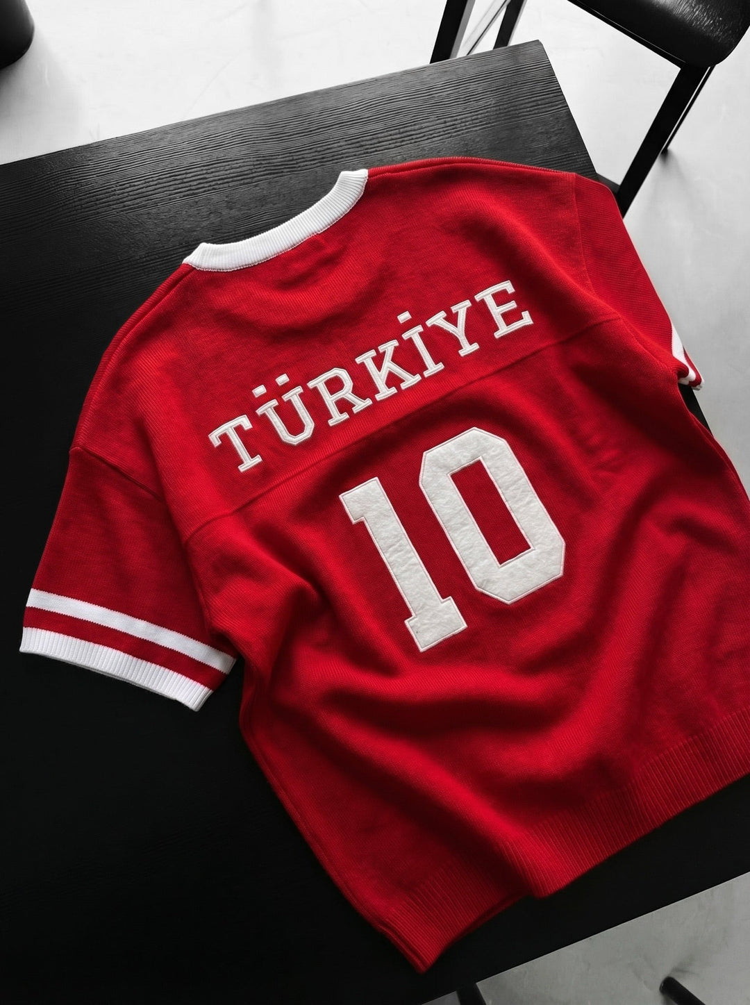 Oversize Türkiye Stickad T-shirt - Röd