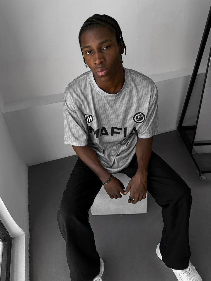 Oversize Mafia Trikot T-shirt - Grå