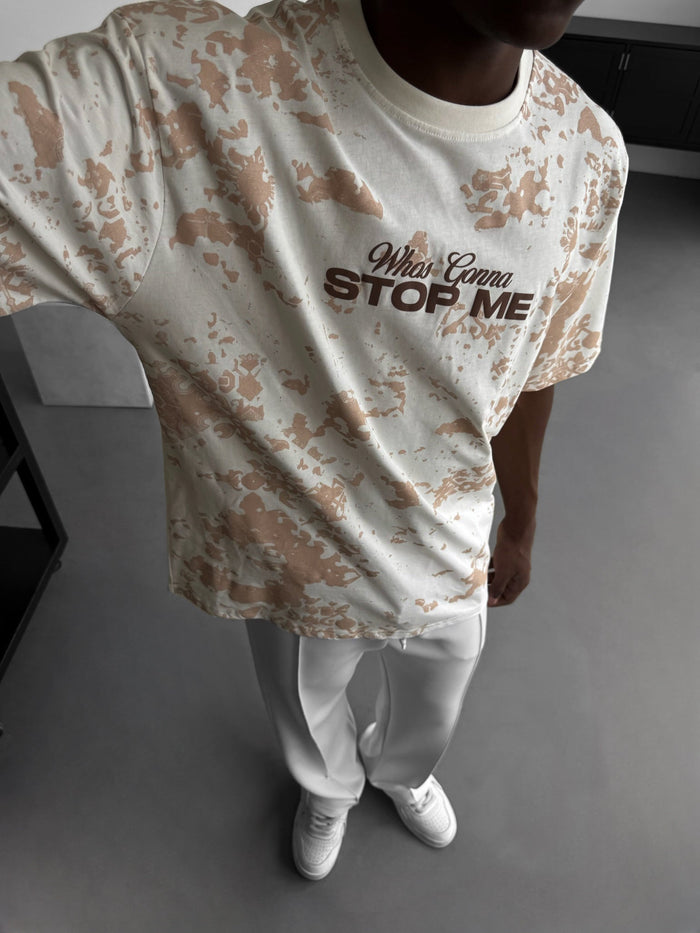 Oversize 'Stop Me' T-shirt - Antik Vit