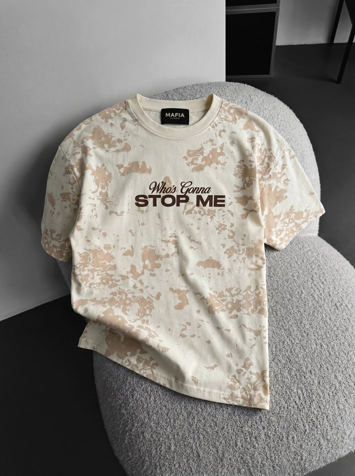 Oversize 'Stop Me' T-shirt - Ecru