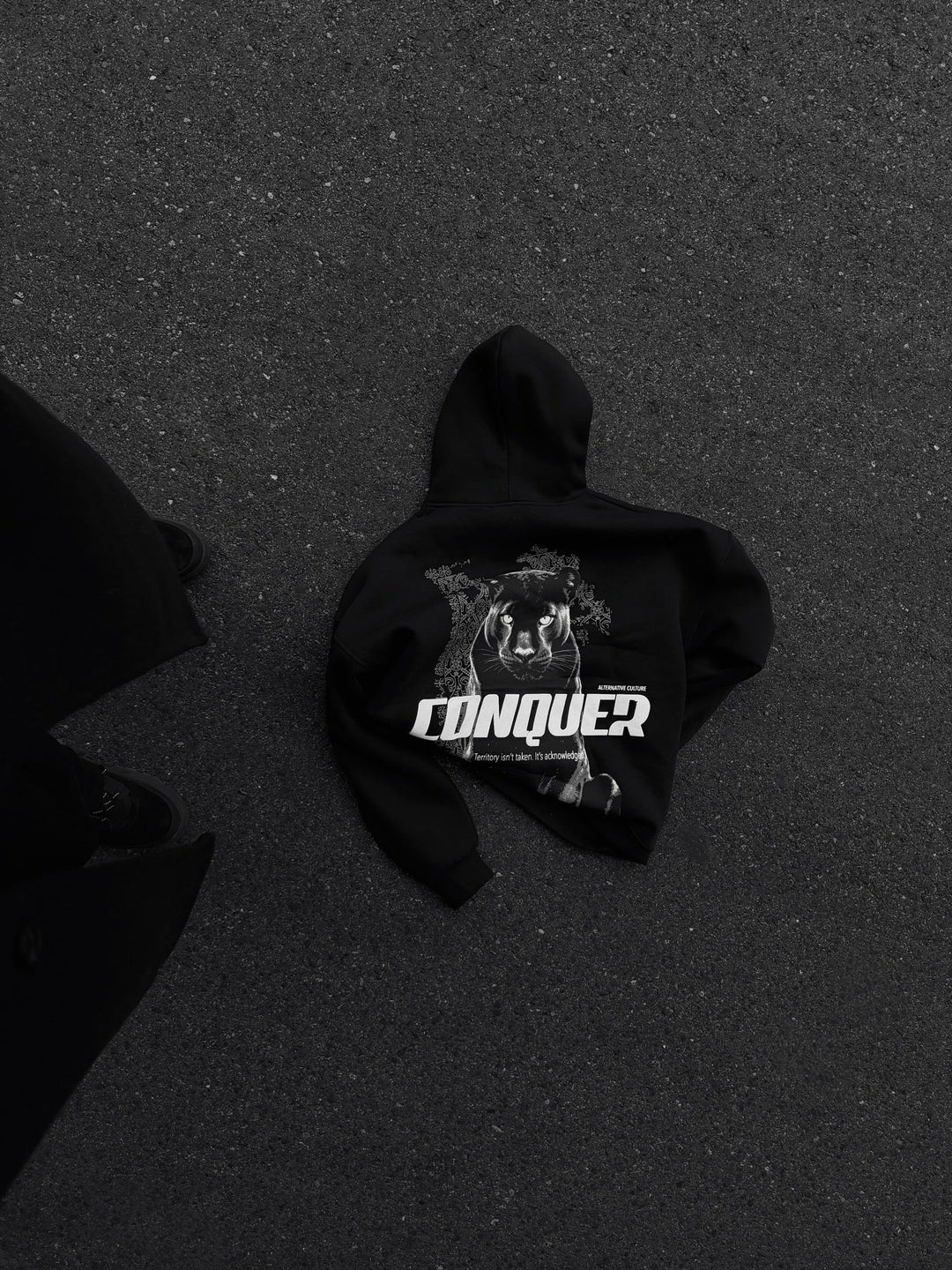 Oversize Conquer Hoodie - Svart