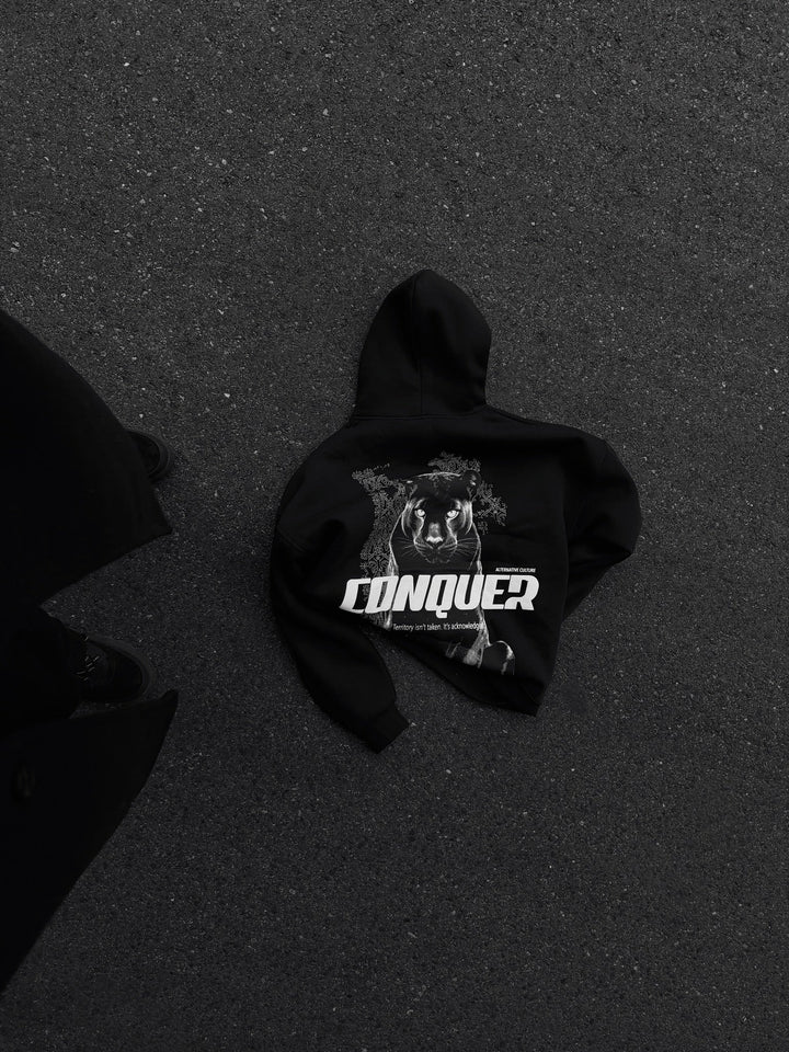Oversize Conquer Hoodie - Svart