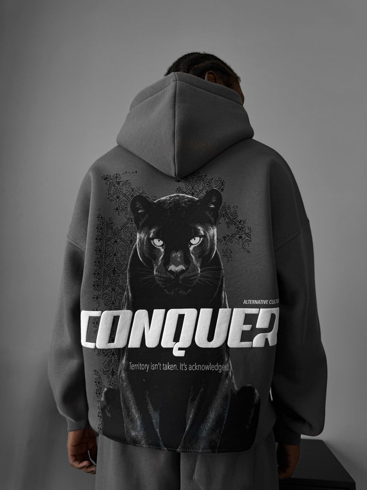 Oversize Conquer Hoodie - Antracit