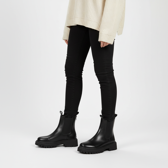 Dam Chelsea Boots med Rund Tå och Grov Sula