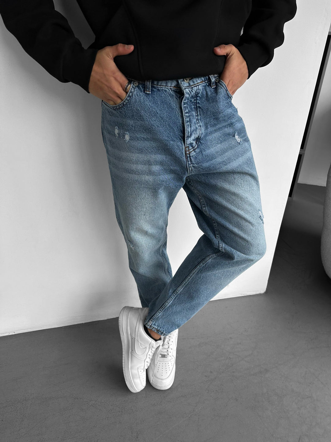 Kille Tvättade Trasiga Jeans - Ljusblå