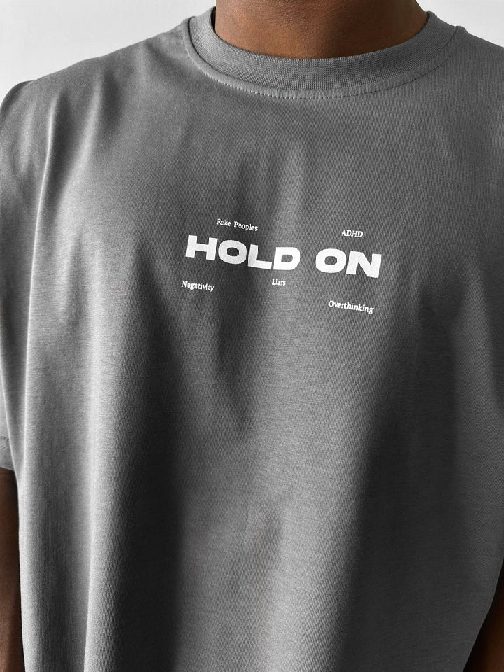 Oversize "Hold On" T-shirt - Antracit