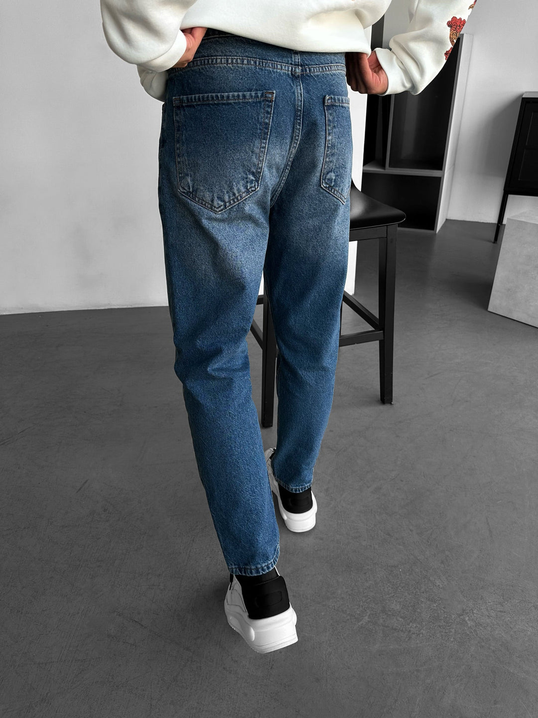 Kille Tvättade Trasiga Jeans - Mörkblå