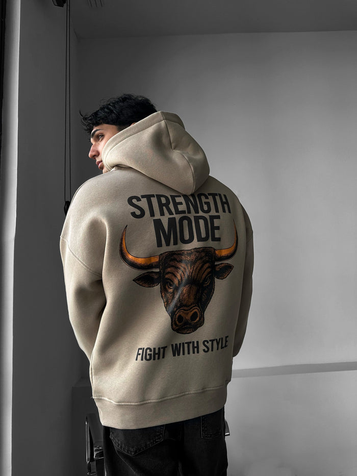 Oversize Styrka Mode Hoodie - Stone