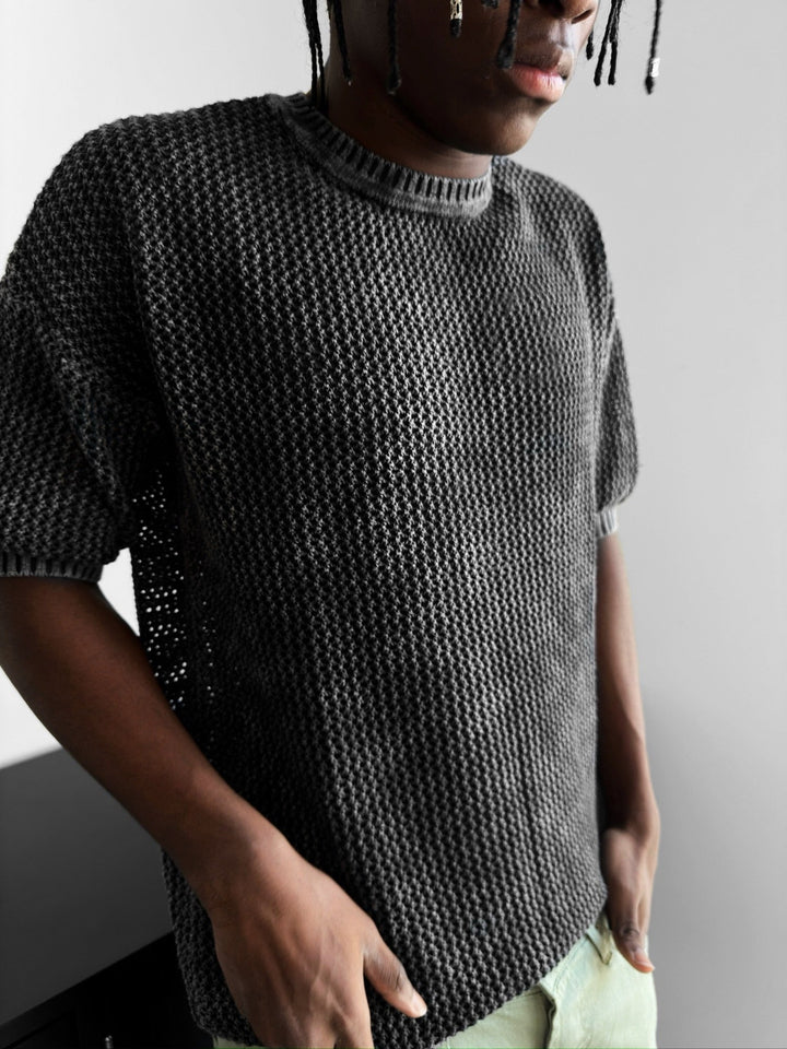 Regular Fit Knit Grid T-shirt - Stormigt Väder