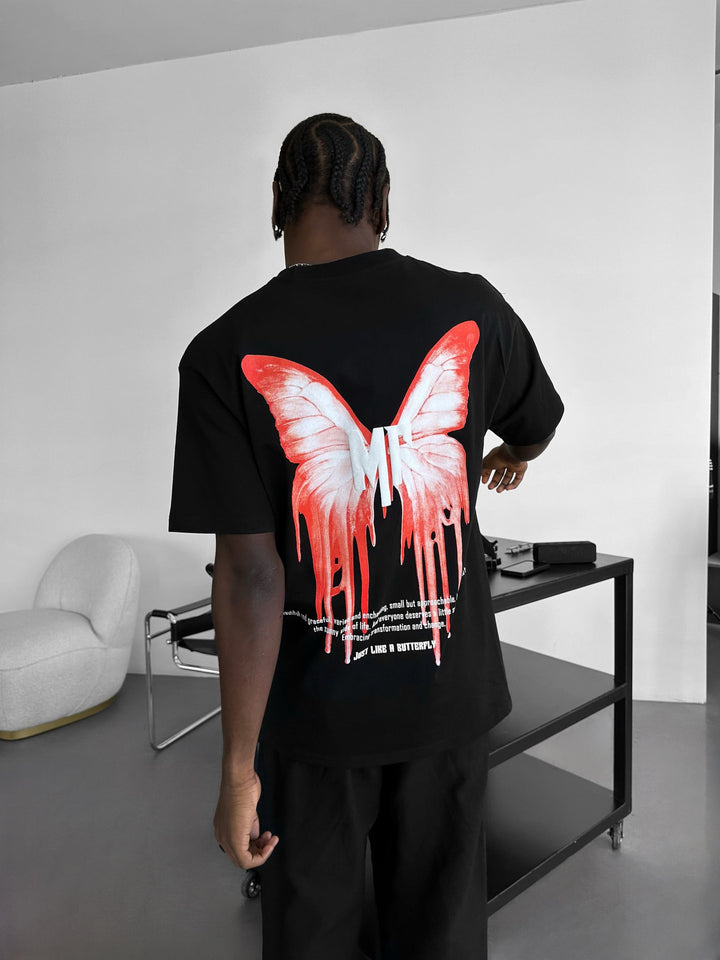 Oversize Som en Fjäril T-Shirt - Svart