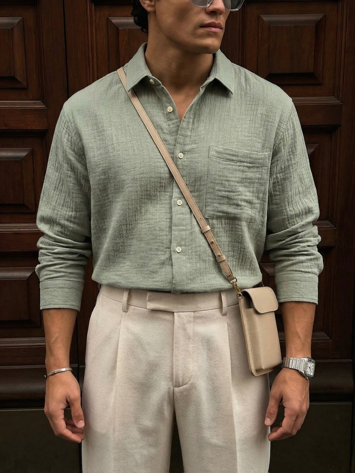 Oversize Muslin Skjorta - Grön