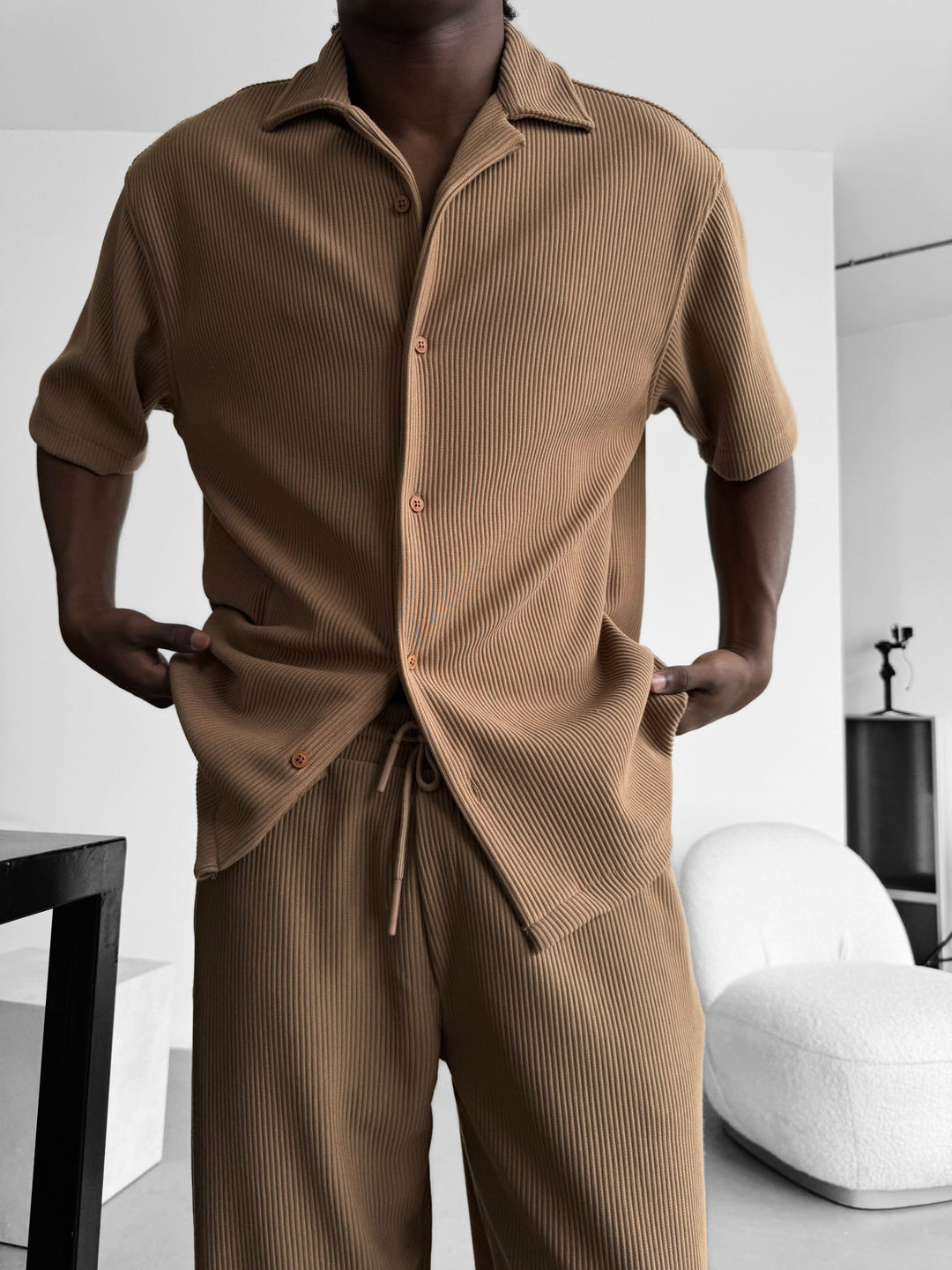 Oversize Cord Skjorta - Brun