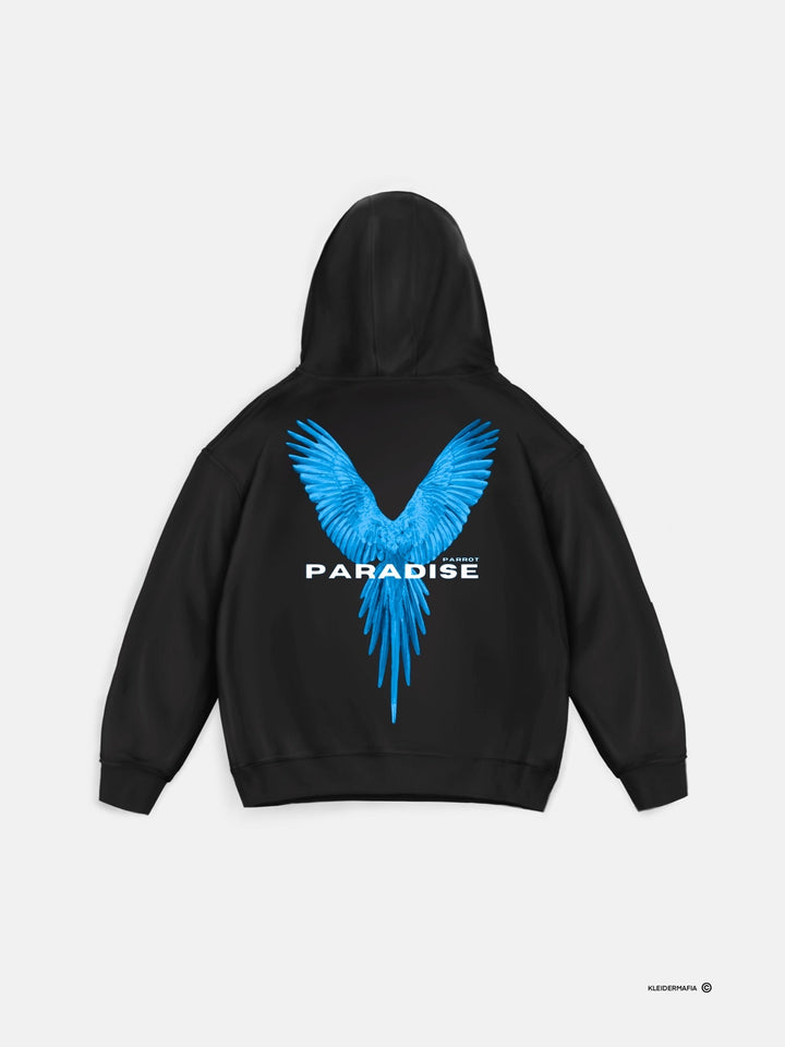 Överdimensionerad Papegoja Hoodie - Svart och Blå