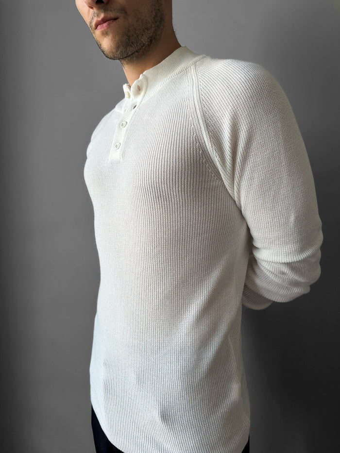 Slim Fit Stickad Tröja - Ecru