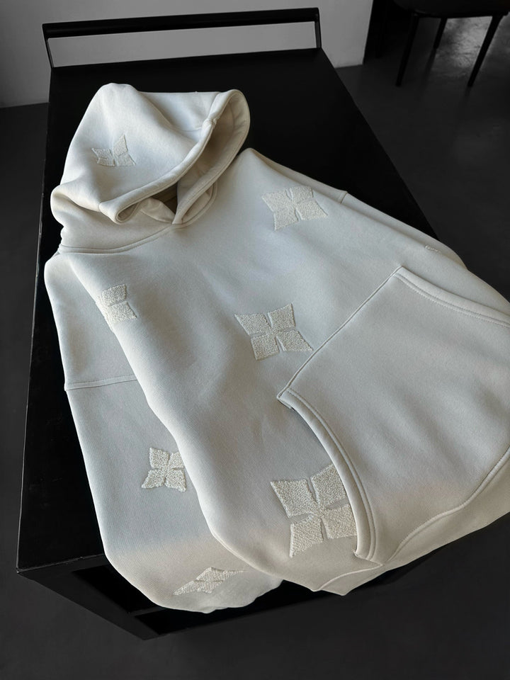 Oversize Detaljerad Hoodie - Beige