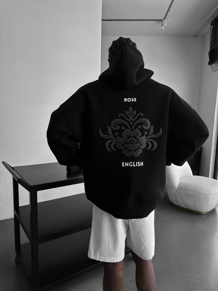 Oversize Damask Hoodie - Svart