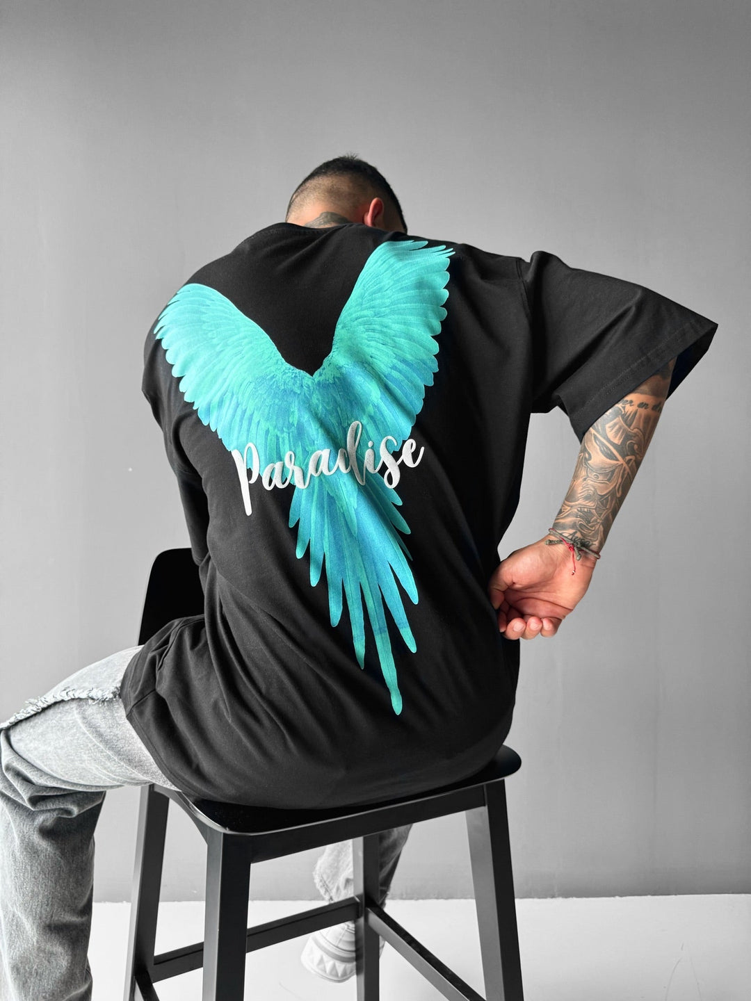 Översized Papegoja Paradis T-shirt - Svart och Grön