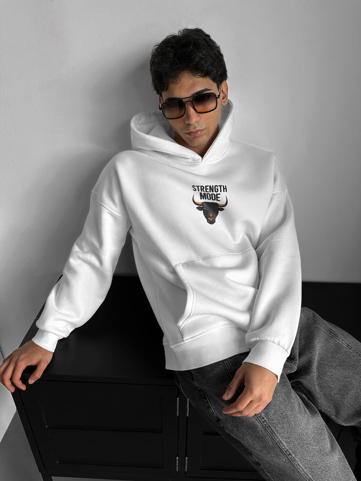 Oversize Styrkemode Hoodie - Vit