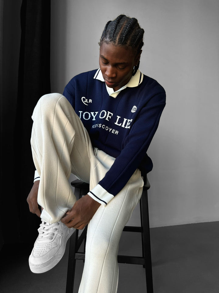 Lös Passform JLR Polo Sweater - Mörkblå