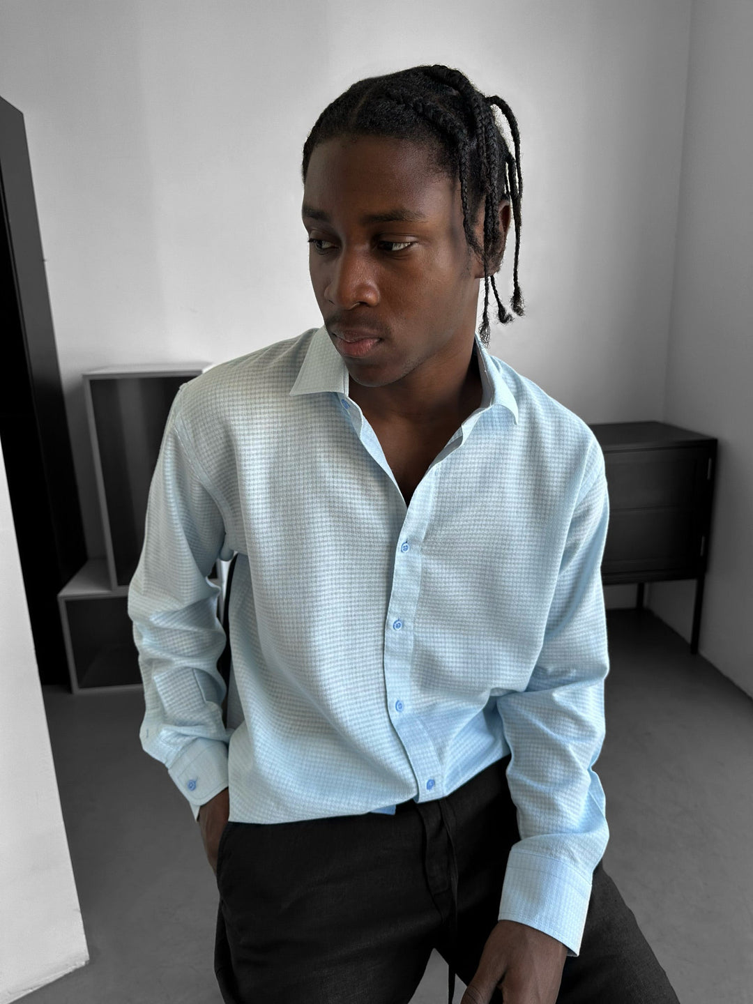 Regular Fit Textured Shirt - Blå
