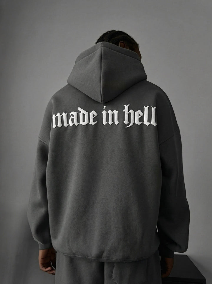 Oversize Made in Hell Hoodie - Antracit