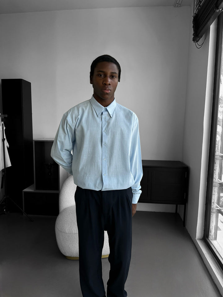 Oversized Kattont Oxford Skjorta - Babyblå