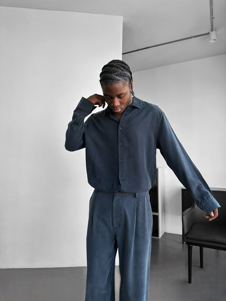 Oversize Tencel Skjorta - Svart